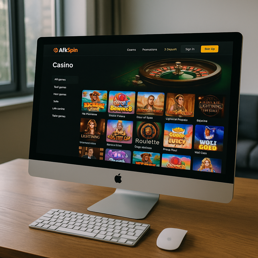 AfkSpin Casino Desktop Interface - Clean Design and Navigation